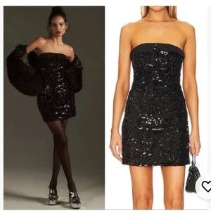 NWT Anthropologie Le Superbe Nominee Tux Mini Dress 10 Black Sequin Cocktail